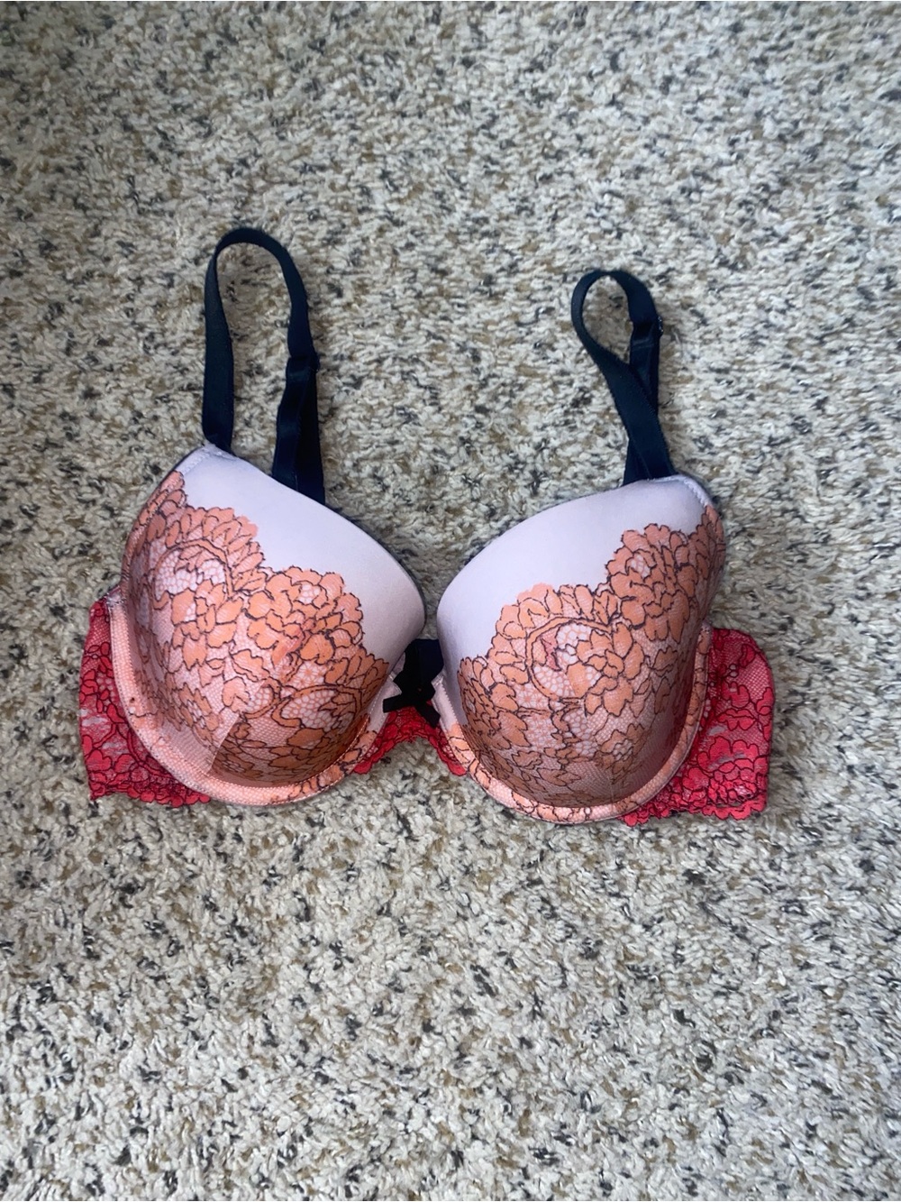 Victoria's Secret Pink & Red Lace Dream Angel Prefect Coverage Bra